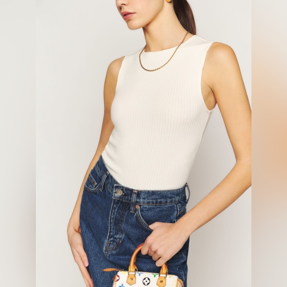 Reformation Daxton Knit Top Ivory - Size XS